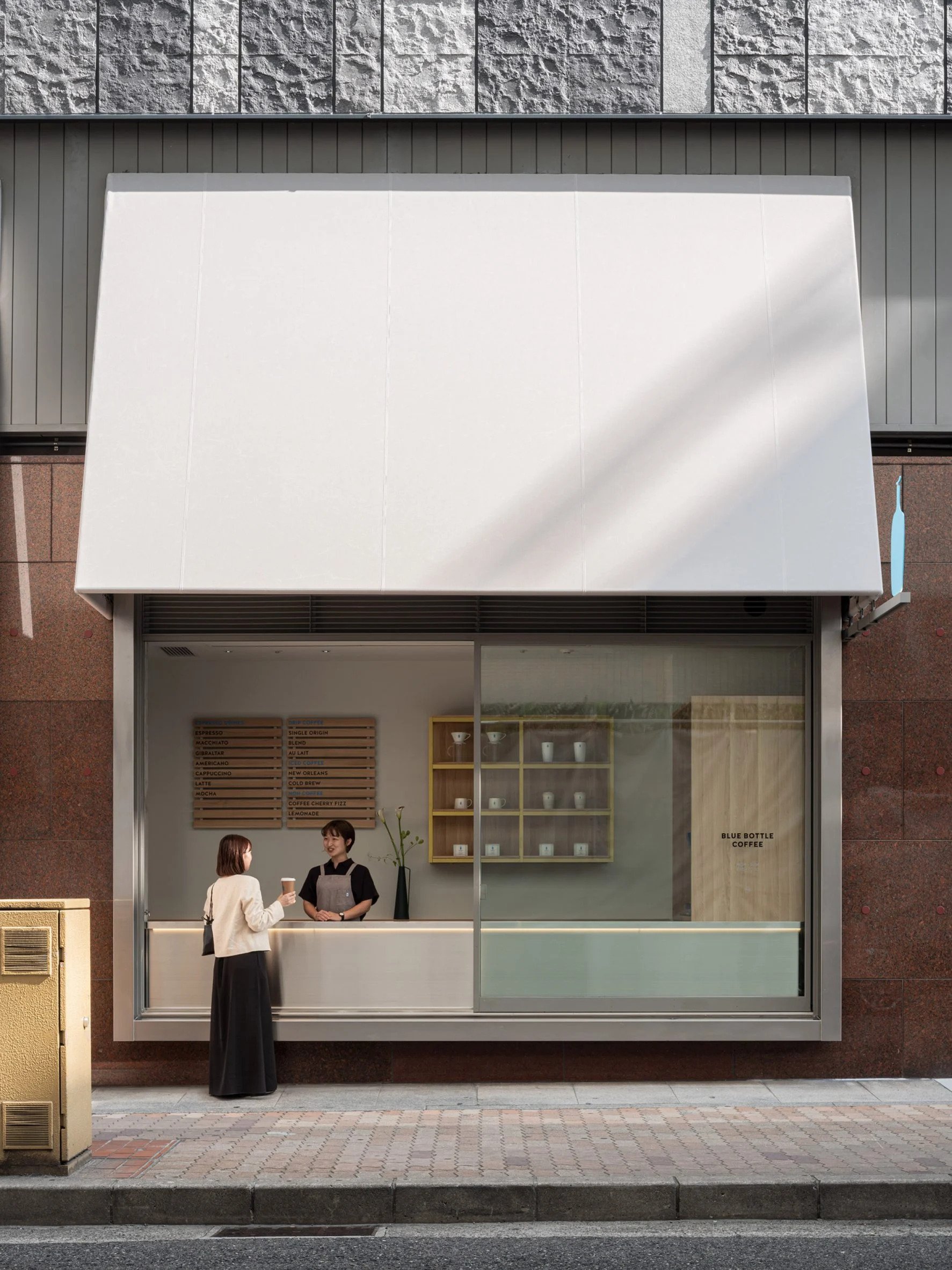 INTERIOR DESIGN - Blue Bottle Coffee Umeda Chayamachi Cafe Osaka Japan  Futuristic modern design — Design Anthology