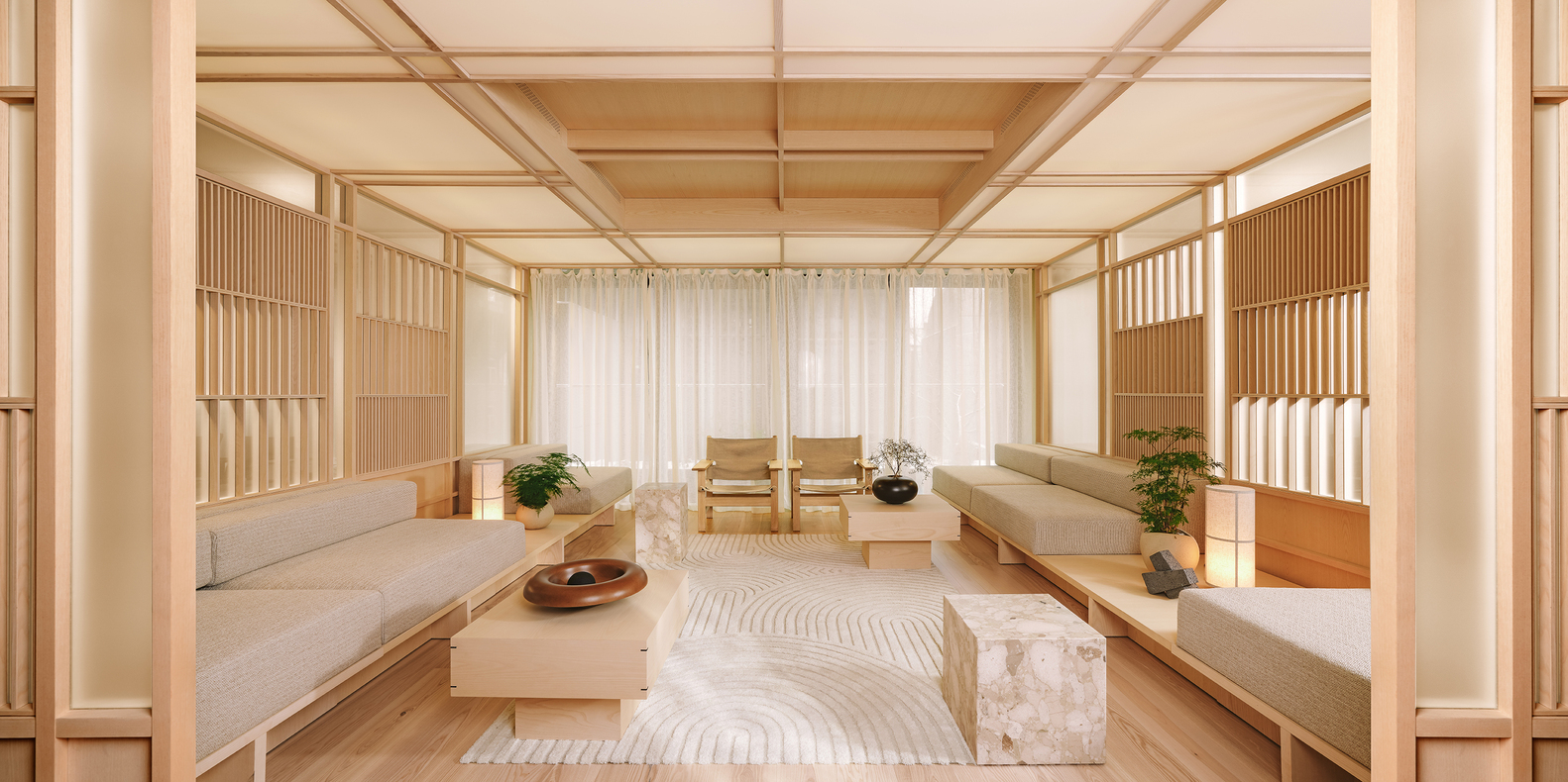 celebrating warm minimalist office design with japandi aesthetics