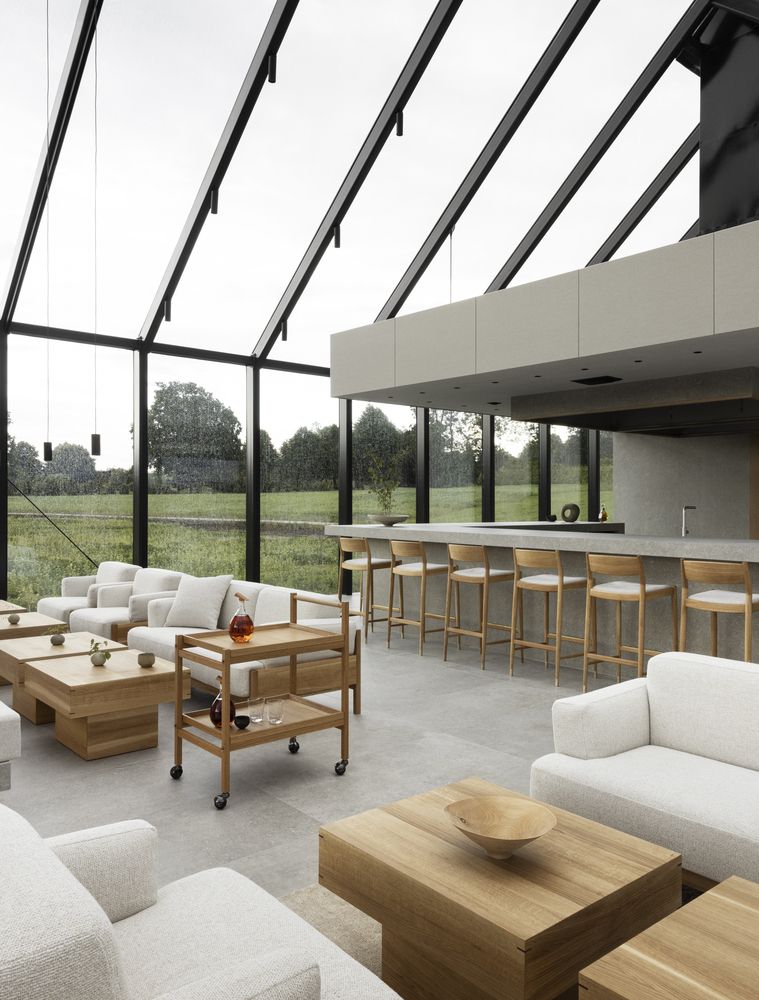 Äng restaurant resides inside a transparent glasshouse in open nature ...